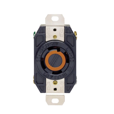 Leviton Locking Receptacle, L14-30R, 30 A, 125/250V AC, Single Phase, 3 Pole, Flush Mount, Screw Terminals 02710-00D